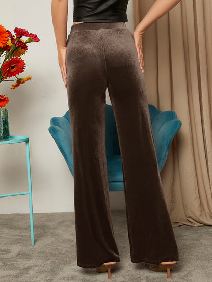 بنطلون موحدة اللون مخملي