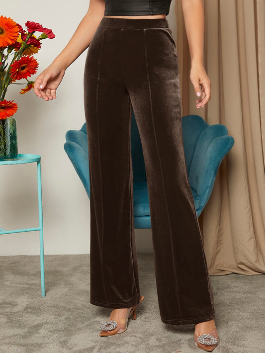 بنطلون موحدة اللون مخملي