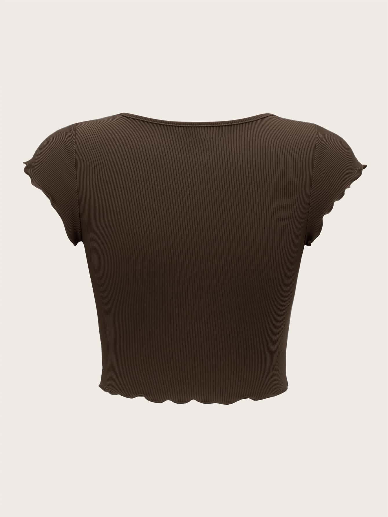 تي شيرت ثنية ياقة سويت هارت مقلم نمط نبات الخس