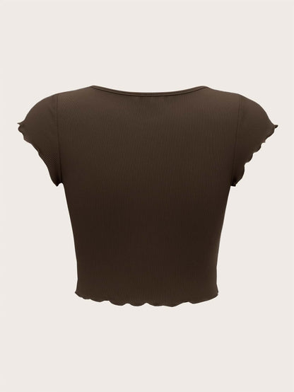 تي شيرت ثنية ياقة سويت هارت مقلم نمط نبات الخس