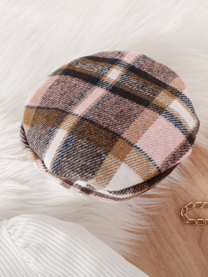 تي شيرت للاطفال ياقة دائري اكمام منتفخة وتنورة مربعات ملونة حزام