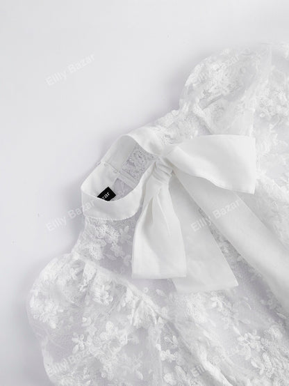 لباس علوي شبكي مطرز بربطة عنق