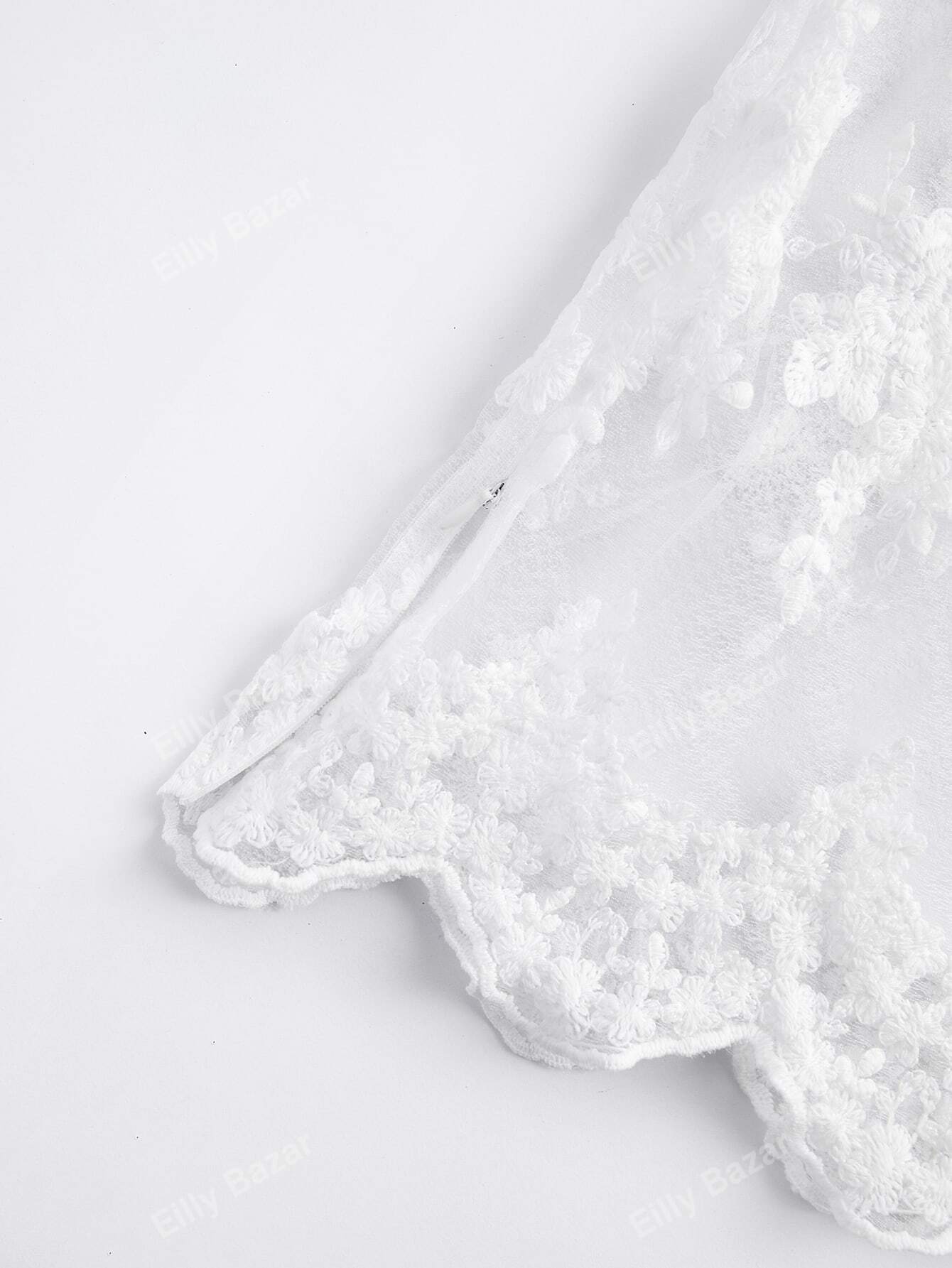 لباس علوي شبكي مطرز بربطة عنق