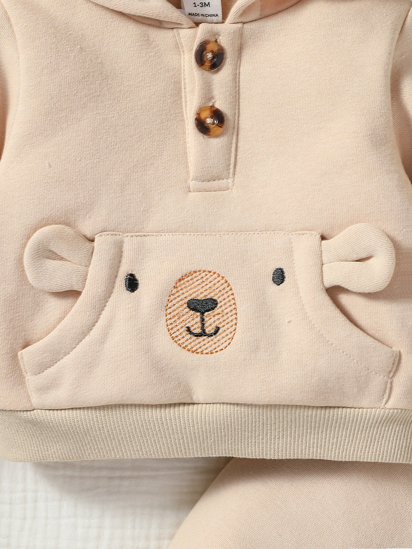 هودي نمط رسوم كارتون جيب الكنغر وبنطلون رياضي مولود جديد