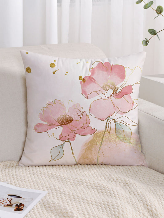 غطاء وسادة طبعة زهرية (بدون حشو)،