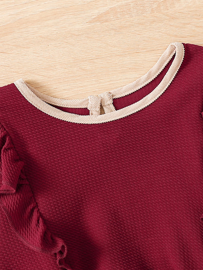 فستان بناتي ذو أكمام واسعة ومكشكش