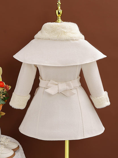 معطف ياقة بورغ بدون حقيبة للبنات الصغار