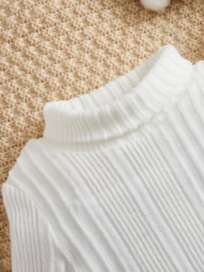 ملابس علوية صوفية للأطفال ذوي الرقبة العالية والأضلاع بطبعة صغيرة معقودة على الرقبة، للأولاد