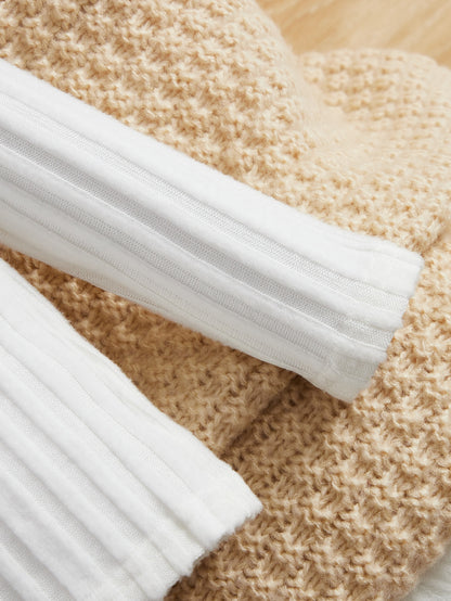 ملابس علوية صوفية للأطفال ذوي الرقبة العالية والأضلاع بطبعة صغيرة معقودة على الرقبة، للأولاد