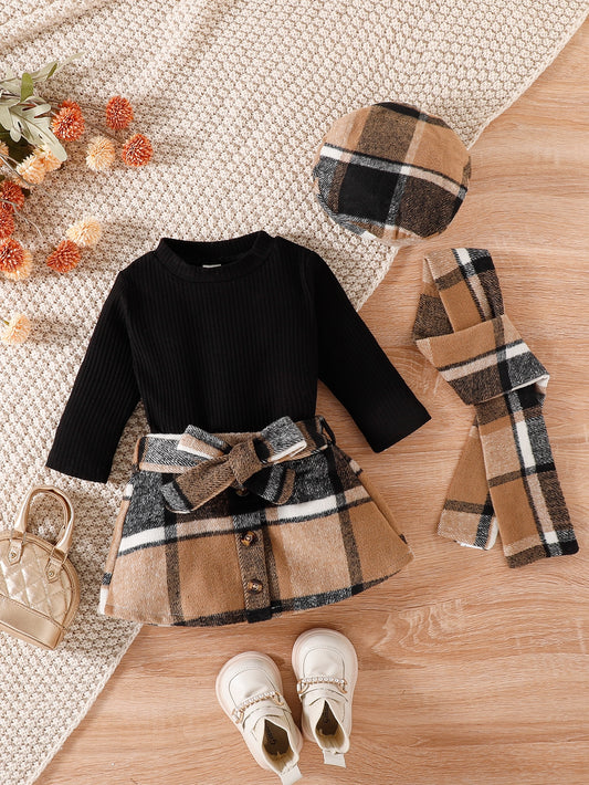 بوديسوت للاطفال محبوك مضلع وتنورة طباعة مربع النقش حزام