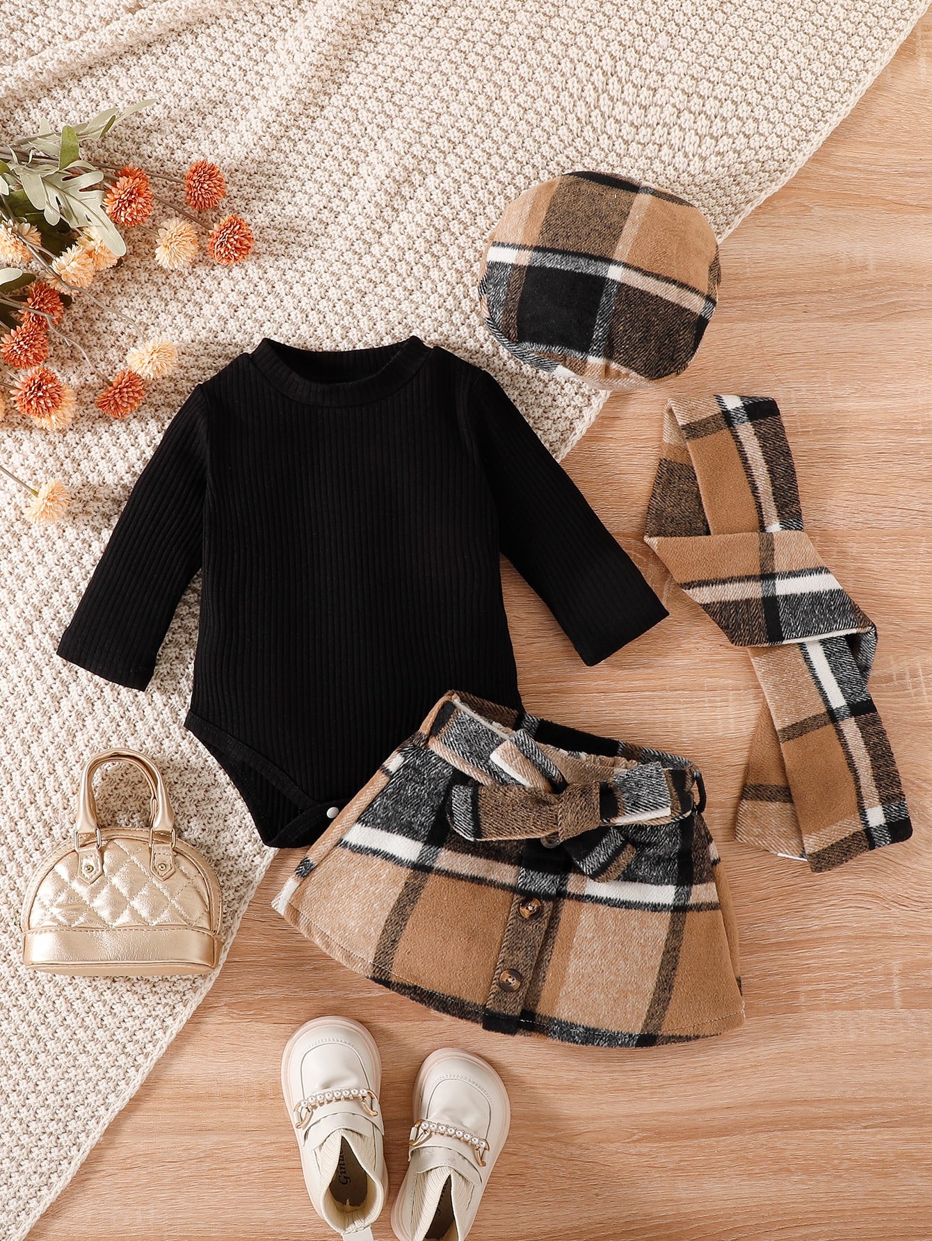 بوديسوت للاطفال محبوك مضلع وتنورة طباعة مربع النقش حزام