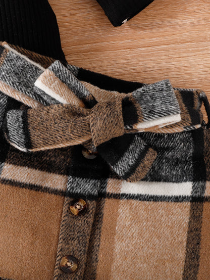 بوديسوت للاطفال محبوك مضلع وتنورة طباعة مربع النقش حزام