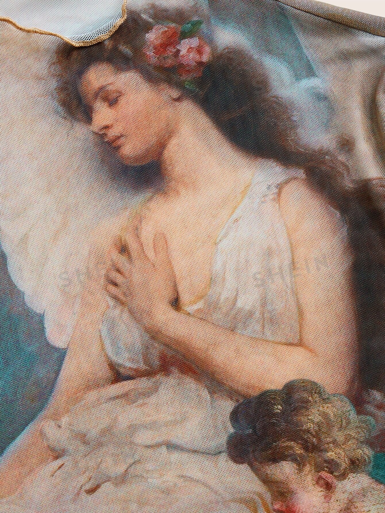 تي شيرت قصير جرافيك شكل مقلم نمط نبات الخس