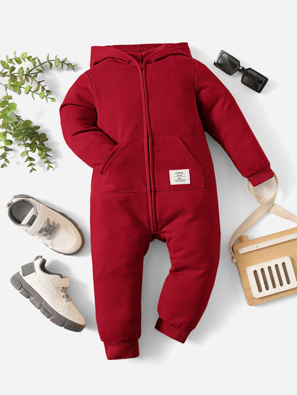 بدلة قفّازات أطفال بناتيّة ذات غطاء ياقة رسالية تفصيلية بسحّاب