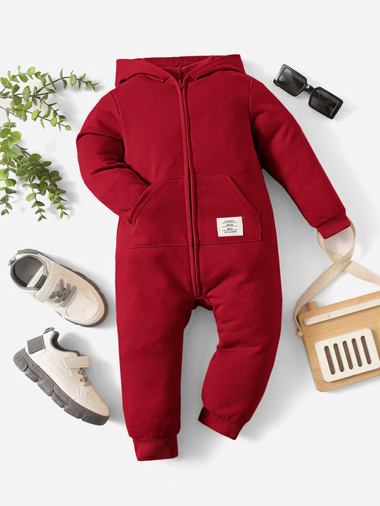 بدلة قفّازات أطفال بناتيّة ذات غطاء ياقة رسالية تفصيلية بسحّاب