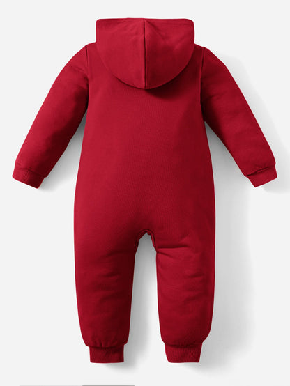 بدلة قفّازات أطفال بناتيّة ذات غطاء ياقة رسالية تفصيلية بسحّاب