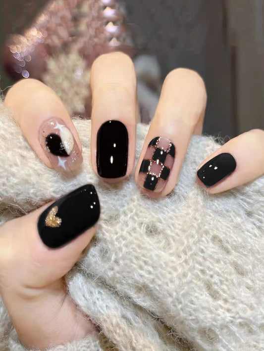 أظافر إصطناعية قصيرة بشكل بيضوي مكونة من 24 قطعة