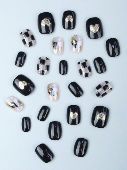 أظافر إصطناعية قصيرة بشكل بيضوي مكونة من 24 قطعة