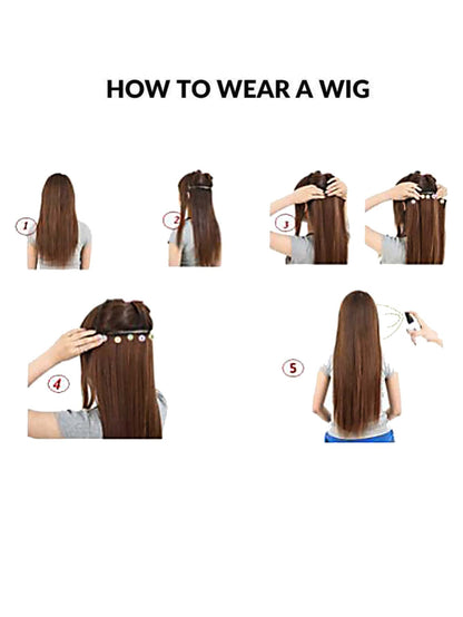 وصلة شعر دبابيس متوسط مجعد لألياف الاصطناعية 2 قطع باروكة