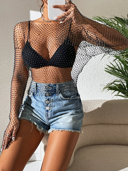 ملابس علوية شفافة من الشبك المعدني