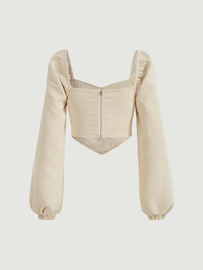 بلوزة قصيرة معقود من الأمام أكمام فانوس هافة باندانا