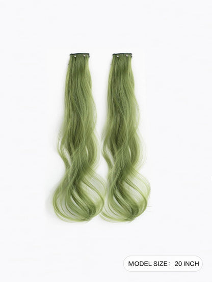 وصلة شعر دبابيس متوسط مجعد لألياف الاصطناعية 2 قطع باروكة