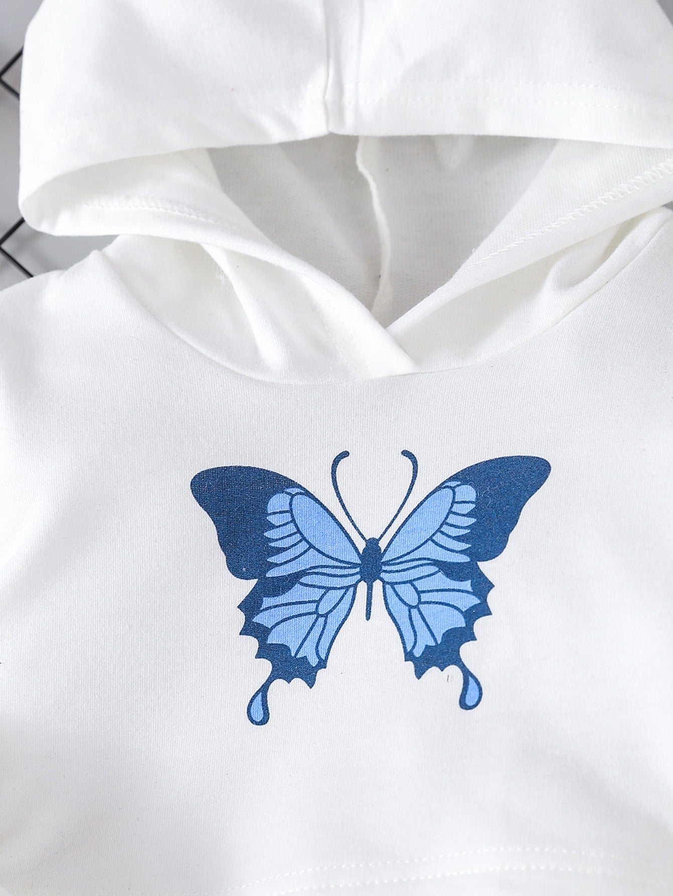 طقم بيجاما رياضية قطعتين لفتاة الأطفال يحتوي على جاكيت بطبعة فراشة وسروال رياضي