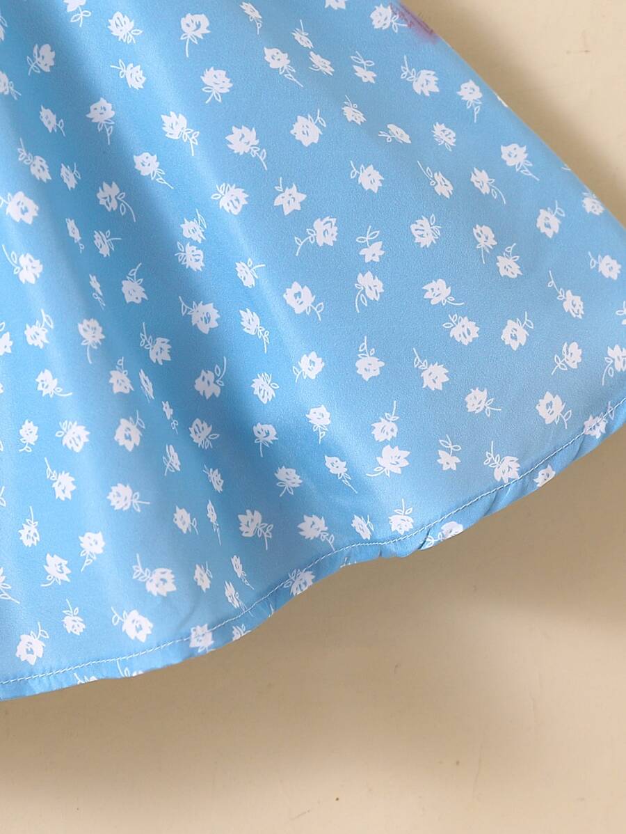 فستان بطباعة أزهار اقحوان اكمام منتفخة للاطفال