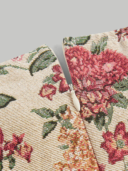 فستان طباعة الأزهار اكمام منتفخة