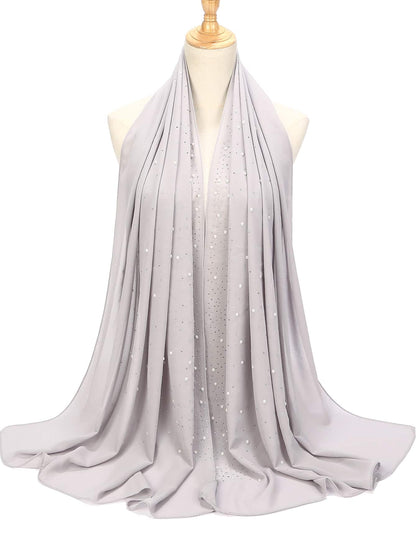 وشاح شيفون أنيق مزين بالراين للحياة اليومية والرحلات الخارجية