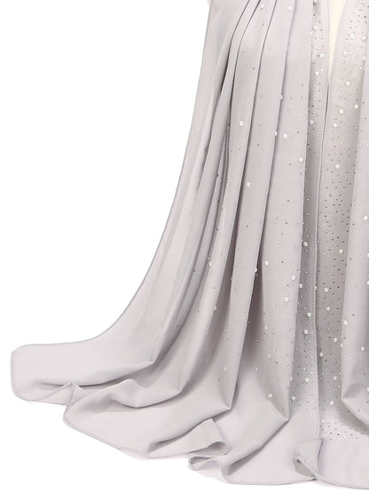 وشاح شيفون أنيق مزين بالراين للحياة اليومية والرحلات الخارجية