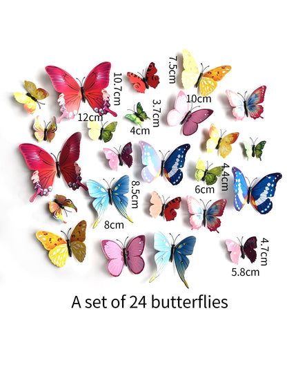 ملصق فراشة ثلاثي الأبعاد 24 قطعة