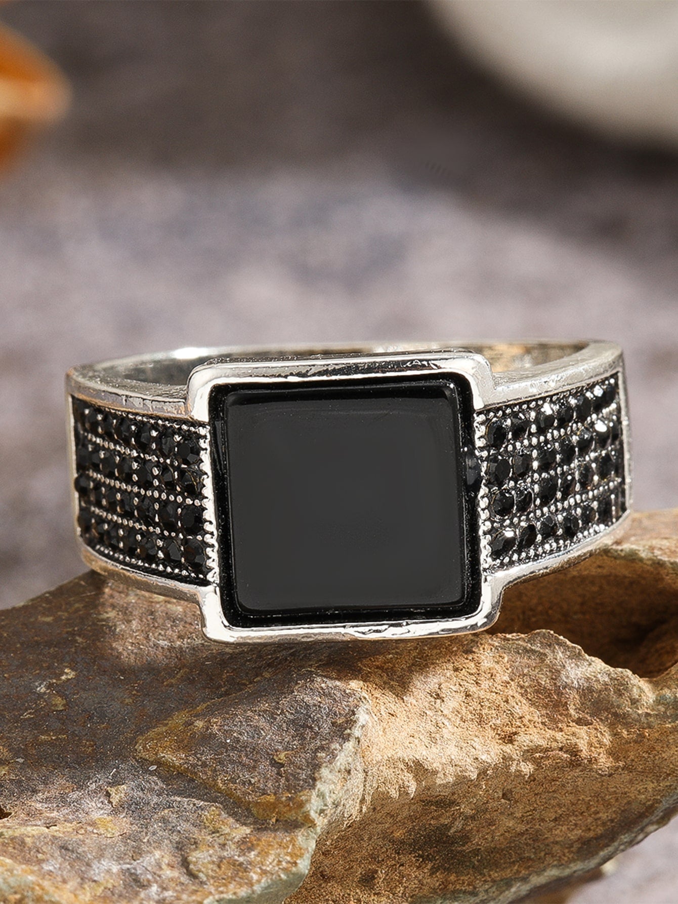 الموضة و شائع للرجال حجر الراين & مزخرف مربع خاتم سبيكة الى مجوهرات هدية و الى A أنيق نظرة