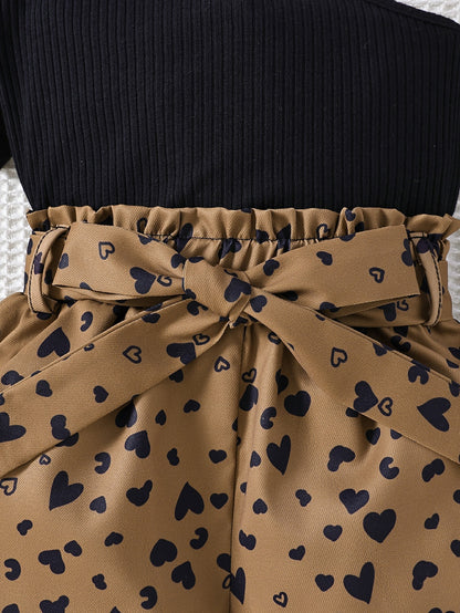 للبنات الصغار ياقة غير متماثل تي شيرت