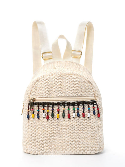 حقيبة قش ميني بديكور خرز