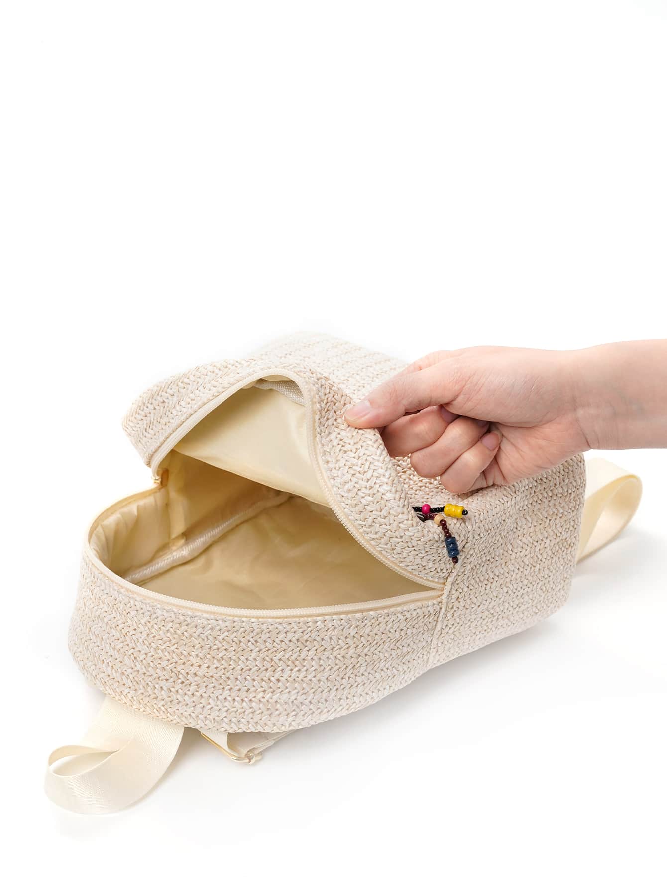 حقيبة قش ميني بديكور خرز