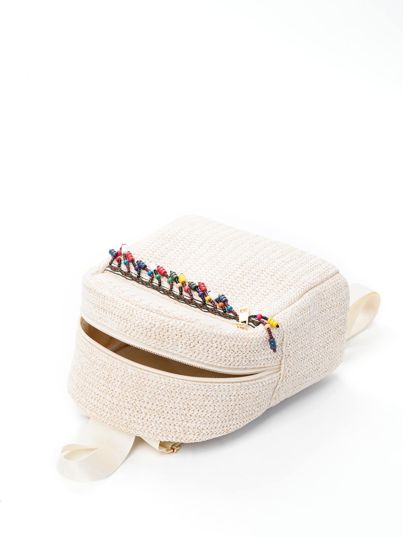 حقيبة قش ميني بديكور خرز