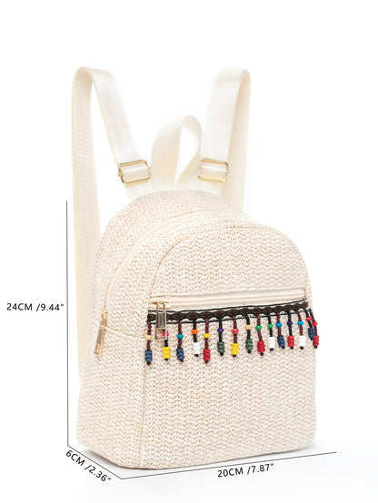 حقيبة قش ميني بديكور خرز