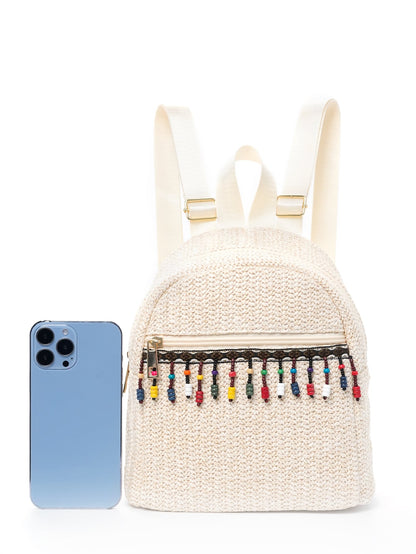 حقيبة قش ميني بديكور خرز