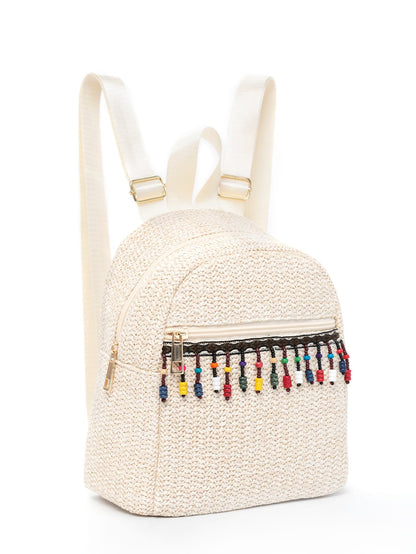 حقيبة قش ميني بديكور خرز