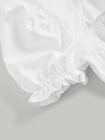 فستان رباط مقصوص امامي اكمام منتفخة