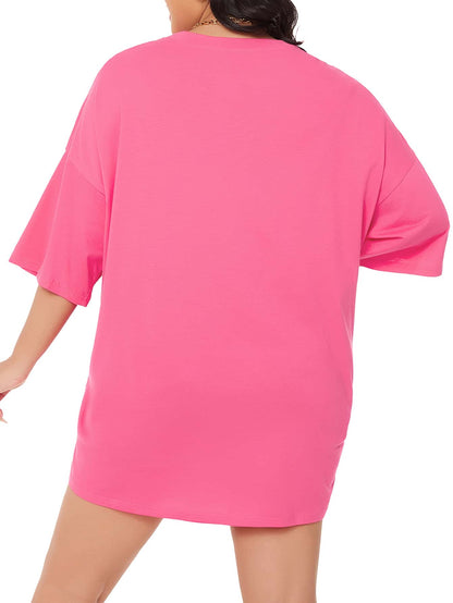 تي شيرت منخفض الاكتاف صور رسوم كارتون مقاس كبير