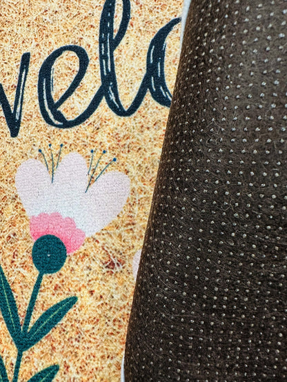 سجادة بوليستر أنيقة برسومات الزهور والأحرف لديكور المنزل