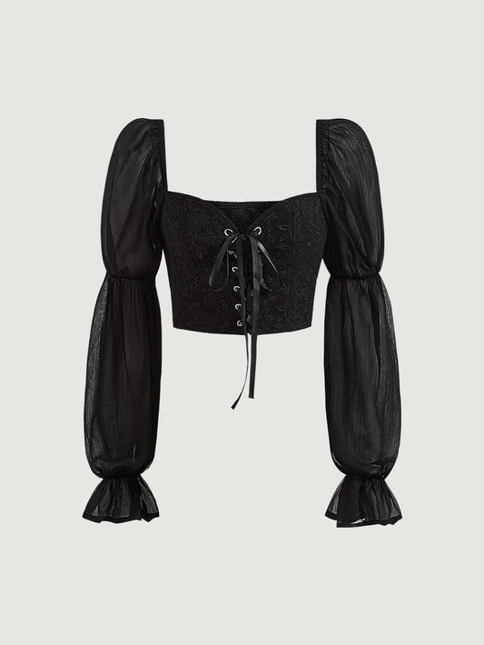 لباس علوي قصير رباط امامي اكمام منتفضة