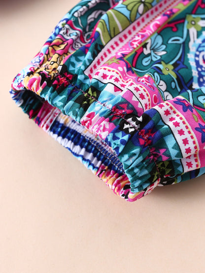 مجموعة الفتاة الرضيعة المكونة من القمة والبنطلون وعقال الملحقات مع طباعة الوشاح وشريط التمويه