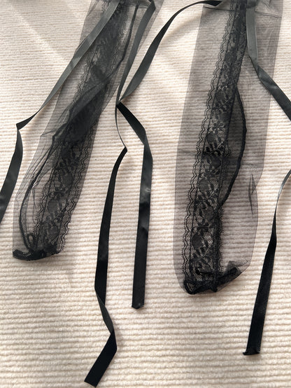 عقدة الفراشة و دانتيل زخرفة شفاف الموضة للحزب زوج واحد نساء