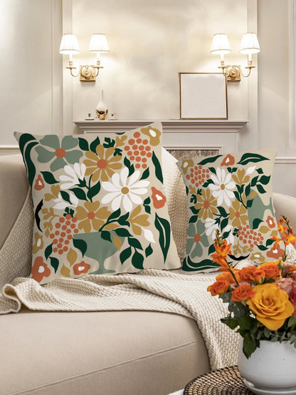 غطاء وسادة مطبوع بنمط زهرة الكوب البسيط العصري بدون حشو