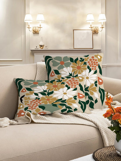 غطاء وسادة مطبوع بنمط زهرة الكوب البسيط العصري بدون حشو