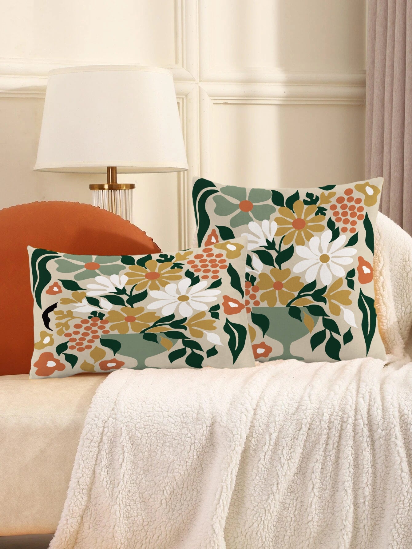 غطاء وسادة مطبوع بنمط زهرة الكوب البسيط العصري بدون حشو