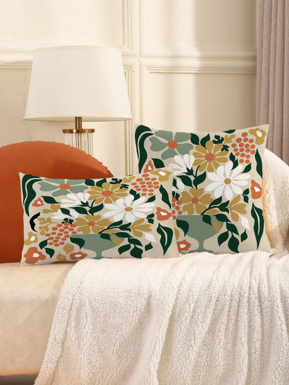 غطاء وسادة مطبوع بنمط زهرة الكوب البسيط العصري بدون حشو